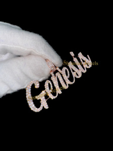 จี้เพชรมอยส์ซอไนท์ที่ออกแบบเองได้ทุกตัวอักษร10K แข็งสีโรสโกลด์หรูหราไม่เหมือนใครของขวัญสำหรับเธอ - Product Image 2