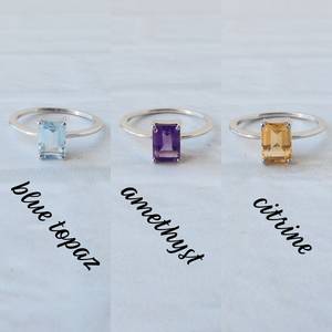 Emerald Cut Gemstone <b>Rings</b> Sterling Silver Garnet Blue Topaz Amethyst Citrine <b>Peridot</b> Birthstone Jewelry <b>Ring</b> - Product Image 6