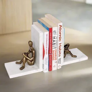 Modern White Marble Art Deco Abstract Thinker Figurines Bookends Decorative <b>Book</b> Holder Home Office Bookshelf <b>Library</b> Display - Product Image 1