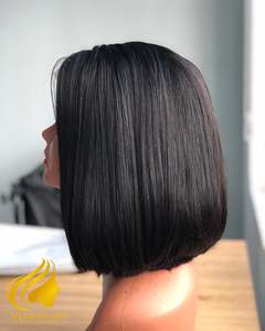 Wholesale Natural <b>Black</b> Brazilian Hair 6X6 Silky Straight for Lace Closure Bob <b>Wig</b> with Natural Hairline Small - Product Image 2
