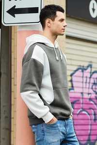 เสื้อฮู้ดผู้ชาย ONETEN APPARELS แขนเสื้อแบบแร็กแลน ทรงปกติ ผ้าฝ้ายฟลีซ สวมใส่สบาย สไตล์สตรีทแวร์ สีพื้น น้ำหนัก 240 กรัม - Product Image 2