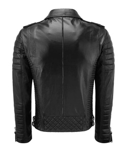 Men's Genuine Leather Canvas Moto Jacket Slim Fit Stand Zipper Closure Solid Color Winter Waterproof Breathable Reversible - Product Image 2