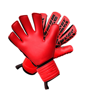 Football Goalkeeper Gloves Wrist Length Full Finger Red PU Leather Non-Slip Breathable Finger Protection Pull-On Closure Unisex - Product Image 6