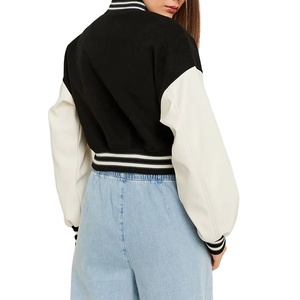 Chaqueta Varsity para Mujer, Negra, Manga Larga, Logotipo 84 Bordado, Cuello con Botones, Largo Regular, Invierno, 100% Lana, Calefactable - Product Image 6