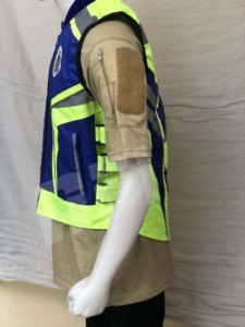 Veste haute visibilité personnalisée ANSI Classe 2, imperméable, bleu fluo jaune, fermeture éclair sur le devant, patchs, option logo personnalisé pour vêtements de travail - Product Image 3