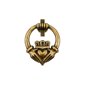 Antique Brass Claddagh Heart Door Knocker Vintage <b>Celtic</b> Front Door Hardware Decorative Entrance Accent for Homes Villas Hotels - Product Image 1