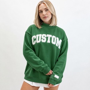 Sweat-shirt à col montant en coton/polyester, style décontracté, avec motif uni, dernier design, pull d'hiver pour femmes - Product Image 6