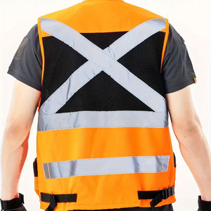 Chaleco de Seguridad de Alta Visibilidad para Hombre, con Franjas Reflectantes, Transpirable, de Poliéster, para Trabajo, Casual, Uso en Exteriores de Verano - Product Image 3