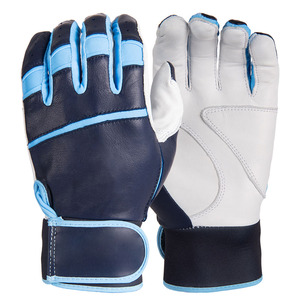 Men Baseball Batting Gloves Navy Blue Leather Breathable Grip Support Adjustable Wrist <b>Strap</b> Sports OEM Factory Supply - Product Image 1