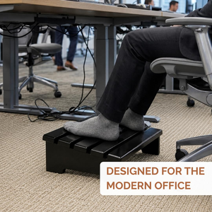 Black Wooden Under Desk Footrest Ergonomic <b>Foot</b> <b>Rest</b> <b>Stool</b> Office Chair Computer Desk Home Office Leg Support Platform - Product Image 6