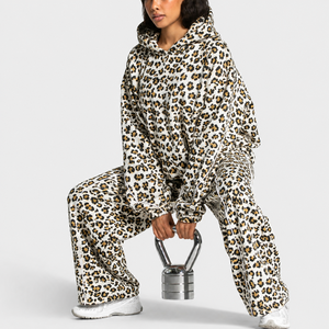 Sudadera con capucha premium para mujer, con estampado de leopardo blanco y amarillo, con contraste de colores, estilo urbano, al por mayor, a la moda, para ropa de mujer - Product Image 4