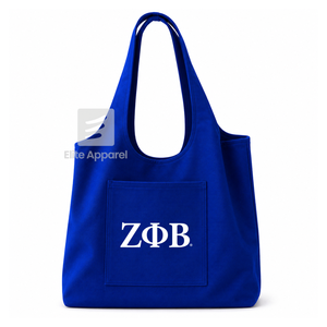 Custom Zeta Phi Beta Sorority Tote bag Blue and White Embroidered Logo Daily Use <b>Large</b> Capacity Canvas Tote bag for female - Product Image 1