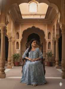 ชุดเดรสสีเขียวอมฟ้า แขนสามส่วน ผ้าฝ้าย ทรงเอไลน์ ลายดอกไม้ สไตล์โบฮีเมียน เหมาะสำหรับวันหยุดพักผ่อนริมภูเขา ดีไซน์หรูหรา แต่งระบายช่วงตัวเสื้อ - Product Image 4