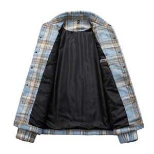 Custom Wholesale Men's High Quality Eco-Friendly Windproof Winter Front Logo Heavyweight Plaid Hooded <b>Flannel</b> <b>Jacket</b> Long Sleeve - Product Image 6