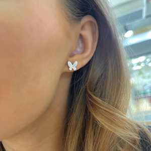 Wholesale Round Lab Grown Diamond Butterfly Stud <b>Earrings</b> 14K 18K Solid Gold Pave Animal Statement Luxury <b>Earrings</b> Everyday Wear - Product Image 6