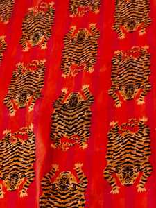 Coral Orange Tiger <b>Print</b> Velvet Drapes - Custom Size Boho Curtains 100% Cotton Velvet High quality cotton velvet - Product Image 5