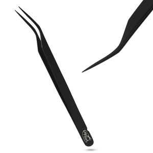 Pince à épiler en acier inoxydable à pointe en fibre, courbée, de précision, pour isolation des cils, outil d'extension de cils - Product Image 1