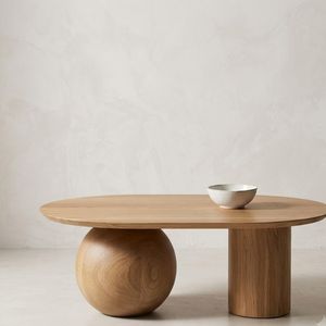 Mesa de Centro Moderna de Madera Sólida, Ovalada, Color Personalizado, Muebles para Sala de Estar, Apartamento u Hotel - Product Image 1