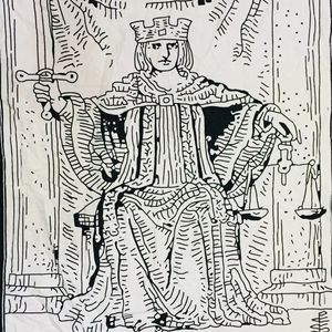 Justice petite affiche tapisserie beau coton blanc couleur porte décor tenture murale carte de Tarot imprimé par des expéditeurs indiens - Product Image 1