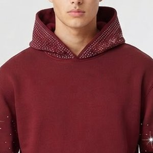 Fabricant de vêtements sur mesure – Blouson à capuche zippé en polaire pour homme avec cristaux scintillants – Collection 2026 - Product Image 5
