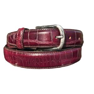 Cinturón de Cuero Vacuno con Bordado de Cocodrilo Marrón y Hebilla de Metal, 3.5cm de Ancho, Personalizable para Uso Formal/Casual - Product Image 1