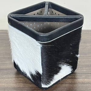 Portaplumas Cuadrado de Cuero Vacuno Genuino Hecho a Mano de Lujo, Organizador de Escritorio de Diseño Occidental, Almacenamiento de Papelería de Oficina - Product Image 4