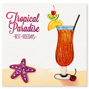 Custom Tropical Cocktail Quilling Paper Card Wholesale Quilled Card <b>Envelope</b> Handmade Greeting Card Vietnam Luxury Craft - Product Image 1