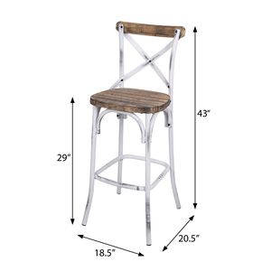 Tabouret de bar antique blanc et chêne antique à dossier croisé Produit élégant et durable - Product Image 5