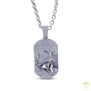 Designer Bull Pendant Necklace With Moissanite Diamonds And White Gold Finish Hip Hop Jewelry - Product Image 4