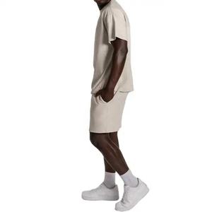 Conjunto de Pantalones Cortos y Camiseta de Manga Corta Oversize de Algodón Orgánico con Bordado de Logotipo Personalizado en el Pecho, Unisex, Estilo Urbano - Product Image 6