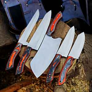 Ensemble de couteaux de chef de qualité professionnelle pour usage domestique, manche personnalisé, acier haute teneur en carbone, couteau de chef fait main. - Product Image 2