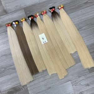 Haute Qualité Remy Vierge Cuticule Alignée Naturel Droite Ombre Blonde et Platine En Vrac Humain Russe Cheveux - Product Image 2
