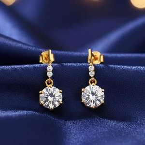 Pendientes de Moissanita, Plata de Ley 925, Chapados en Oro de 14K, Pendientes Colgantes Elegantes, Joyería Hecha a Mano, Regalo - Product Image 6