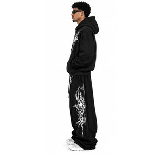 Chándal Gótico con Capucha 2027, Estampado en Blanco y Negro, Cierre Frontal con Cremallera, Corte Holgado, Ropa Casual de Invierno, Talla Adulto - Product Image 3