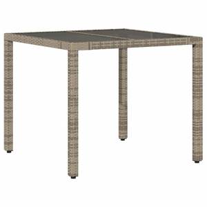 Mesa de Jardín Resistente de Ratán PE Gris con Vidrio Templado y Acero con Recubrimiento en Polvo - Product Image 6