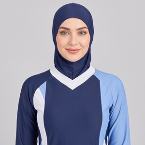 Conjunto Burkini Modesto de 3 Piezas, Cobertura Completa, Cintura Alta, Top Corto con Logo Frontal, Lavado, Muy Solicitado - Product Image 4