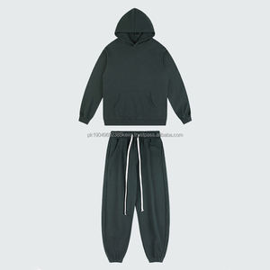 Sudadera de gimnasio para hombre, sudadera holgada de cuello redondo de peso pesado en blanco, Sudadera con capucha para hombre, sudaderas de tela de rizo con capucha de punto - Product Image 4