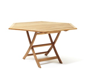 Table à manger hexagonale en bois moderne, pliable, écologique, durable et imperméable pour la maison et l'extérieur - Product Image 1