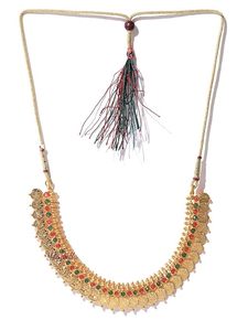 Conjunto de Collar y Pendientes de Monedas de Aleación de Cobre Chapado en Oro Indio con Circones, Joyería Tradicional Étnica para Mujer, Diseño Floral para Bodas - Product Image 3