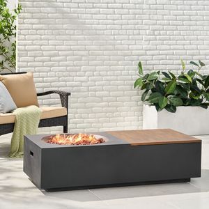 50,000 leggera esterna BTU tavolo da fuoco rettangolare grigio scuro naturale marrone copertura serbatoio in calcestruzzo (copertura non - Product Image 1