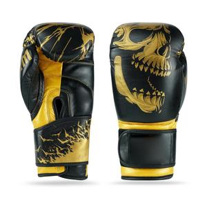 Guantes de Boxeo de Cuero Negro y Dorado con Diseño de Calavera y Cierre de Velcro para Adultos - Product Image 6