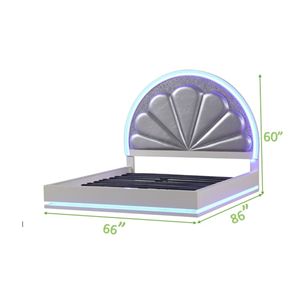 Cama Queen Size Tapizada en Madera Blanca Lechosa con LED - Product Image 6