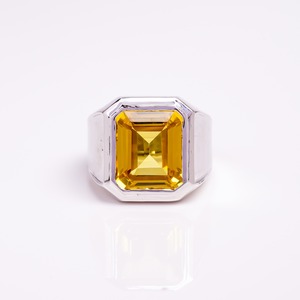 Wide Band Signet <b>Ring</b> 9.25 Sterling <b>Silver</b> Lab Grown Precious Yellow Sapphire Bold <b>Statement</b> Unisex Jewelry Gift <b>Ring</b> Elegant - Product Image 1