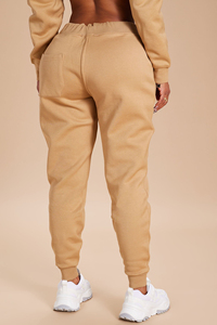 Ensemble de survêtement deux pièces pour femme 100 % coton, délavé à l'acide, couleur unie, respirant, écologique, streetwear, couleur kaki, sweat à capuche et pantalon - Product Image 6