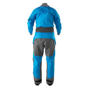 Blue <b>Waterproof</b> Polyester <b>Work</b> Coverall Unisex with Gray Trim and Elastic Waistband - Product Image 2