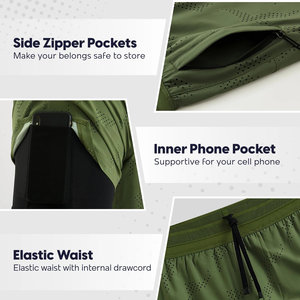 Shorts de tennis pour hommes en polyester de haute qualité, légers, à taille élastique avec cordon de serrage, extensibles, respirants et à séchage rapide - Product Image 4