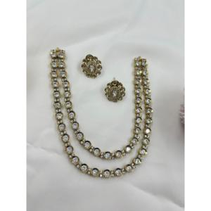 Indian Ethnic Rio Double Victorian Pearl Necklace Set-Gold Plated Imitation Jewelry - Product Image 2