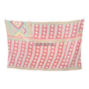 Jaipuri Hand Stitch Colorful Vintage Cotton Kantha <b>Quilt</b> Indian Reversible Hand Stitched Heavy <b>Throw</b> Old Sari Blanket Patch Work - Product Image 1