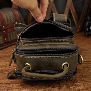 Bolso Bandolera de Cuero Genuino Vintage, Bolso de Hombro con Correa Ajustable y Cierre de Cremallera para Viajes y Negocios - Product Image 3