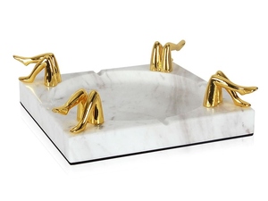 Aluminum Square White Smokeless <b>Ashtray</b> with Gold Leg Design Luxury Home Decor Heat Resistant Durable Modern American Style - Product Image 2